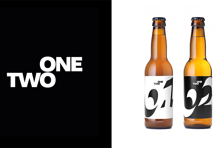 Onetwo Brewery黑白交替标标志设计，以顺序编号诠释精酿哲学